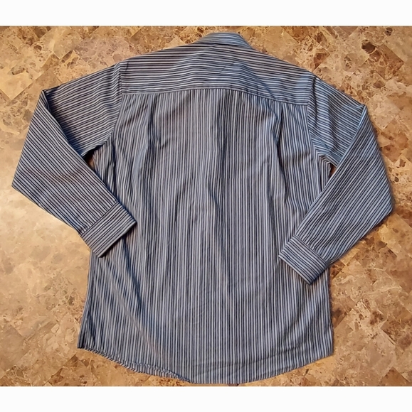Forsyth mens blue stripe dress shirt, neck size 16, GUC - Picture 2 of 6